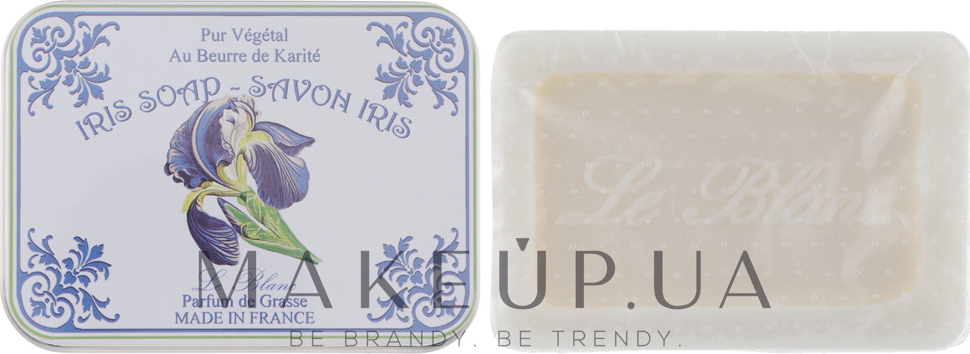 Натуральне мило в жерстяній упаковці "Іриси" - Le Blanc Iris Soap — фото 100g