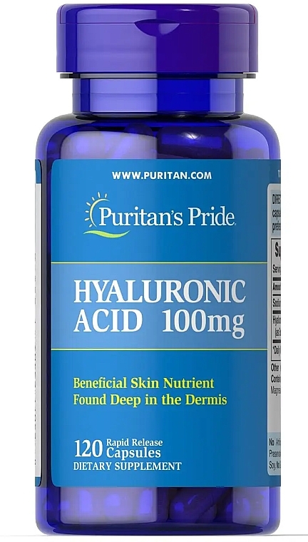 Гиалуроновая кислота, 100 мг, в капсулах - Puritan's Pride Hyaluronic Acid 100mg Capsules — фото N2