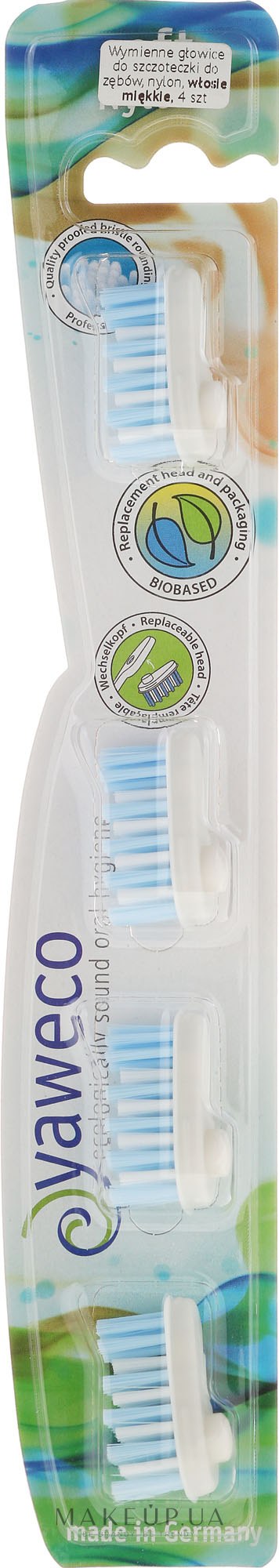 Змінні головки зубної щітки, м'які - Yaweco Toothbrush Heads Nylon Soft — фото 4шт