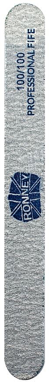 Пилочка для нігтів, 100/100, пряма, сіра - Ronney Professional — фото N1
