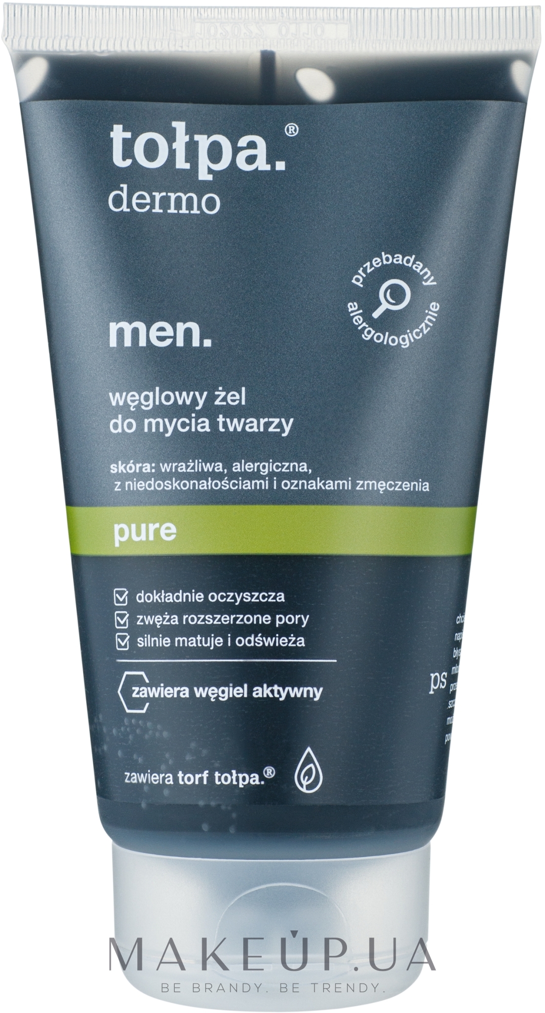 Гель для вмивання з вугіллям- Tołpa Dermo Men Pure Charcoal Face Wash Gel — фото 150ml