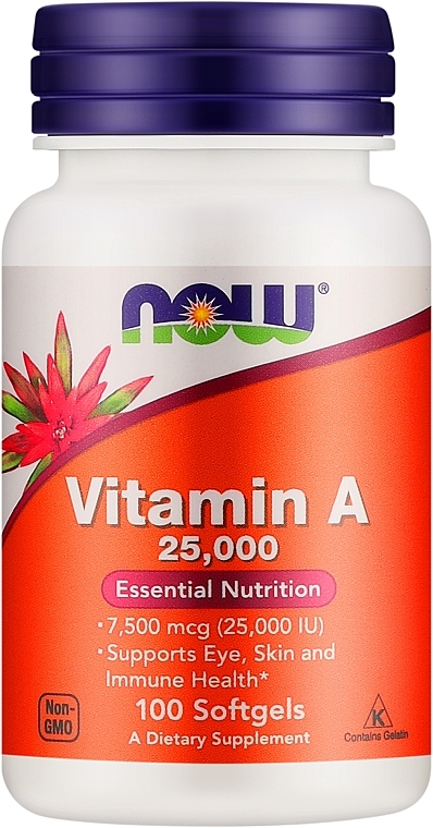 Пищевая добавка "Витамин А" - Now Foods Vitamin A 25000 IU Essential Nutrition — фото N1