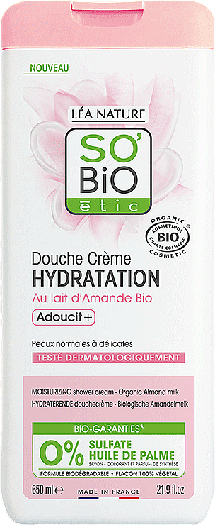 Зволожувальний крем для душу з органічним мигдальним молоком - So’Bio Etic Hydrating Organic Almond Milk Shower Cream — фото N1