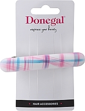 Заколка-автомат для волос, FA-5684, белая с розово-голубыми полосами - Donegal — фото N1