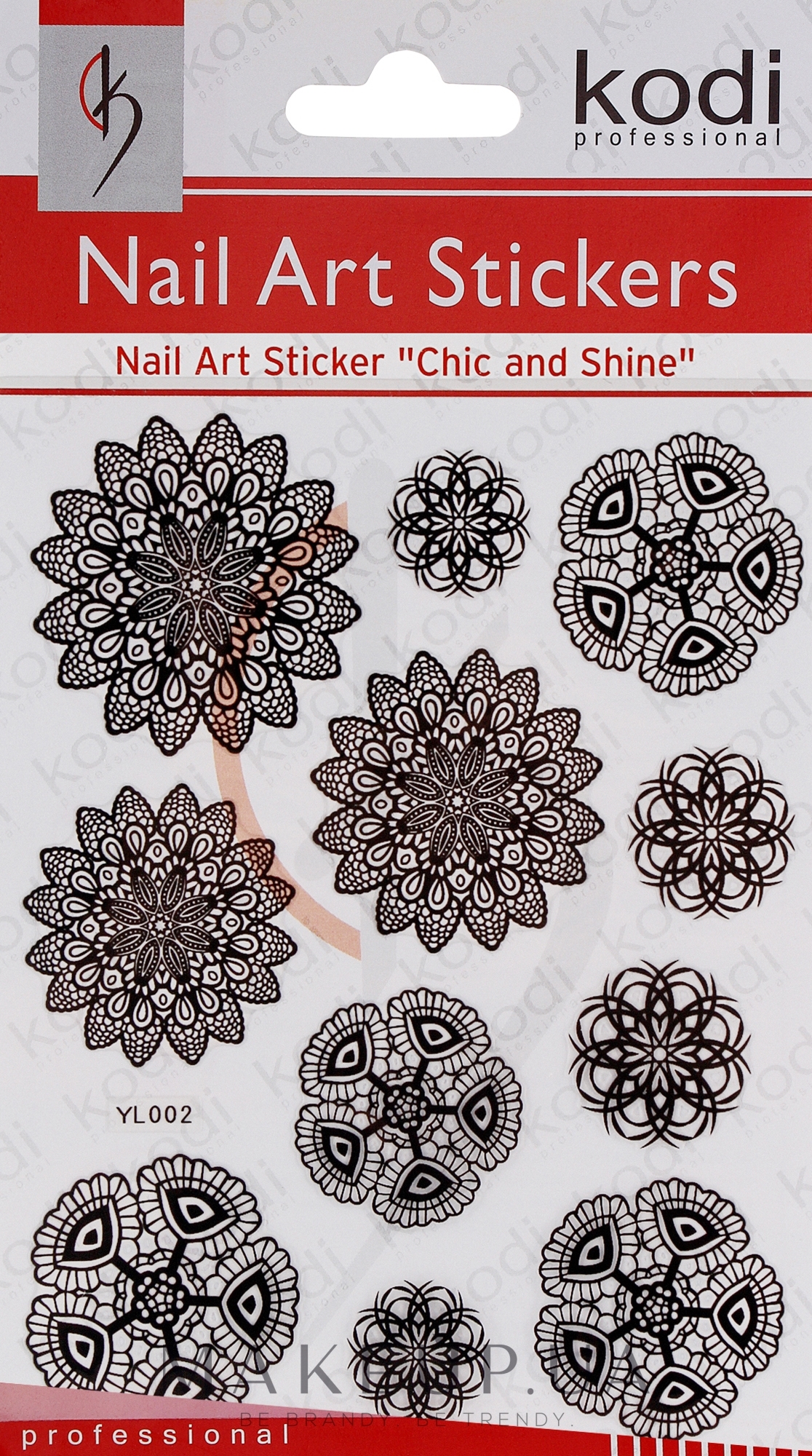Наклейки для дизайна ногтей - Kodi Professional Nail Art Stickers YL002 — фото Black