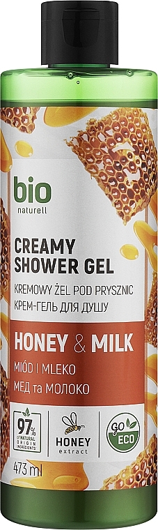 Крем-гель для душа "Honey & Milk" - Bio Naturell Creamy Shower Gel — фото N1