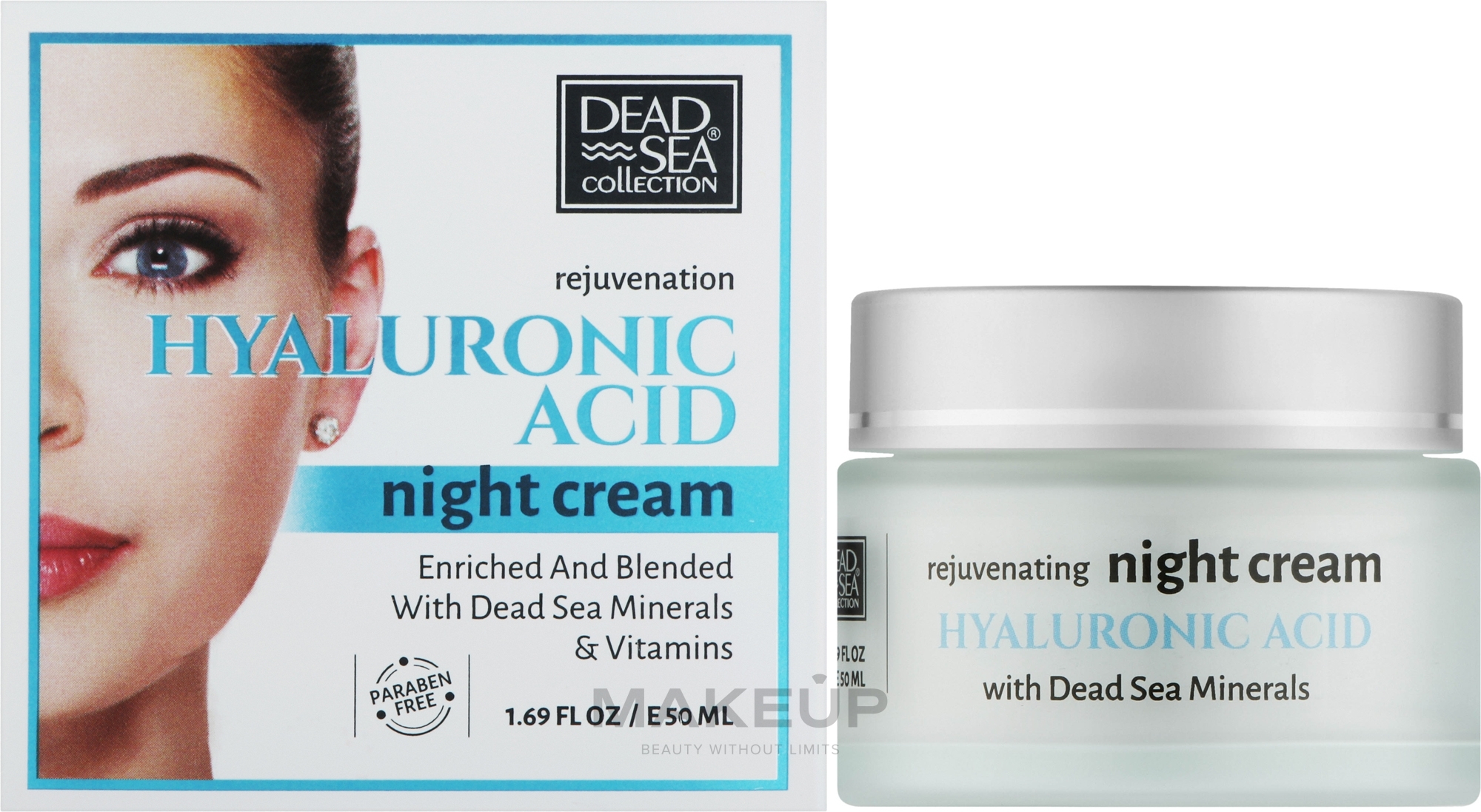 Нічний омолоджуючий крем з гіалуроновою кислотою та мінералами Мертвого моря - Dead Sea Collection Hyaluronic Acid Night Cream — фото 50ml
