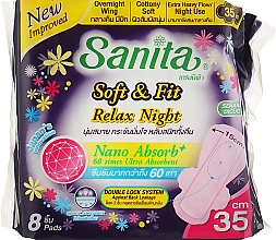 Парфумерія, косметика Нічні гігієнічні прокладки з крильцями, 35 см, 8 шт. - Sanita Soft & Fit Relax Night Wing