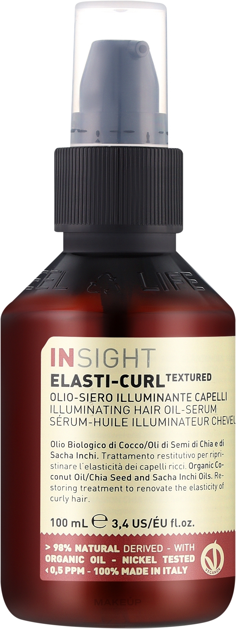 Масляная сыворотка для вьющихся волос - Insight Elasti-Curl Illuminating Hair Oil-Serum — фото 100ml