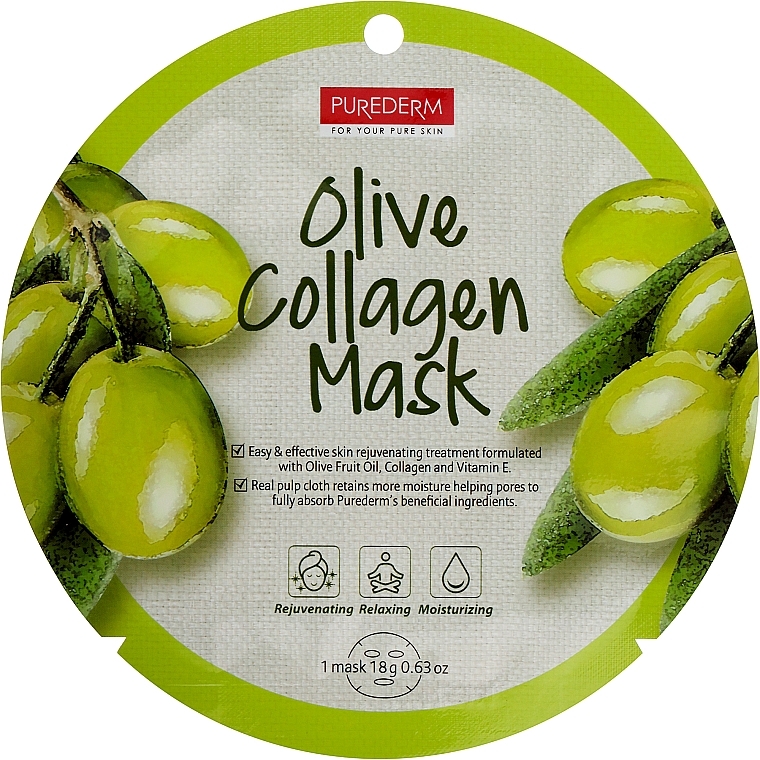 Колагенова маска з оливою - Purederm Olive Collagen Mask — фото N1