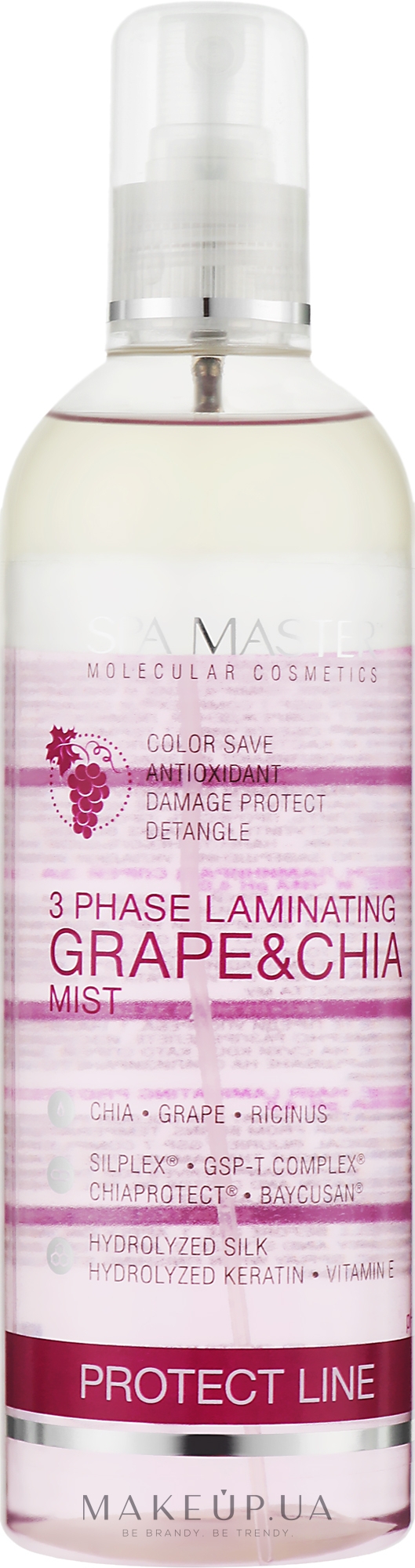 Ламинирующий 3-фазный спрей для защиты волос с виноградом и чиа - Spa Master Laminating Grape & Chia — фото 350ml