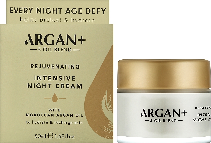 Крем ночной омолаживающий для лица "Морокканское аргановое масло" - Argan+ Moroccan Argan Oil Rejuvenating Intensive Night Cream — фото N2