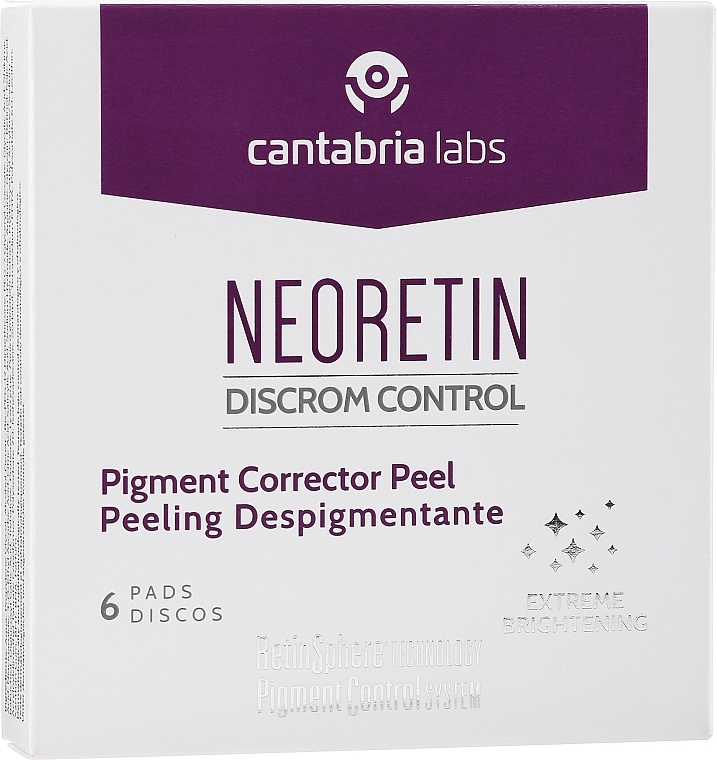 Освітлювальний пілінг для обличчя - Cantabria Labs Neoretin Discrom Control Pigment Peel Pads