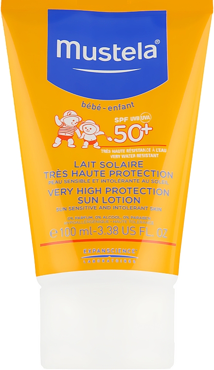 Сонцезахисний лосьйон для обличчя і тіла з високим ступенем захисту - Mustela Bebe Enfant Very High Protection Sun Lotion SPF 50+ — фото N3