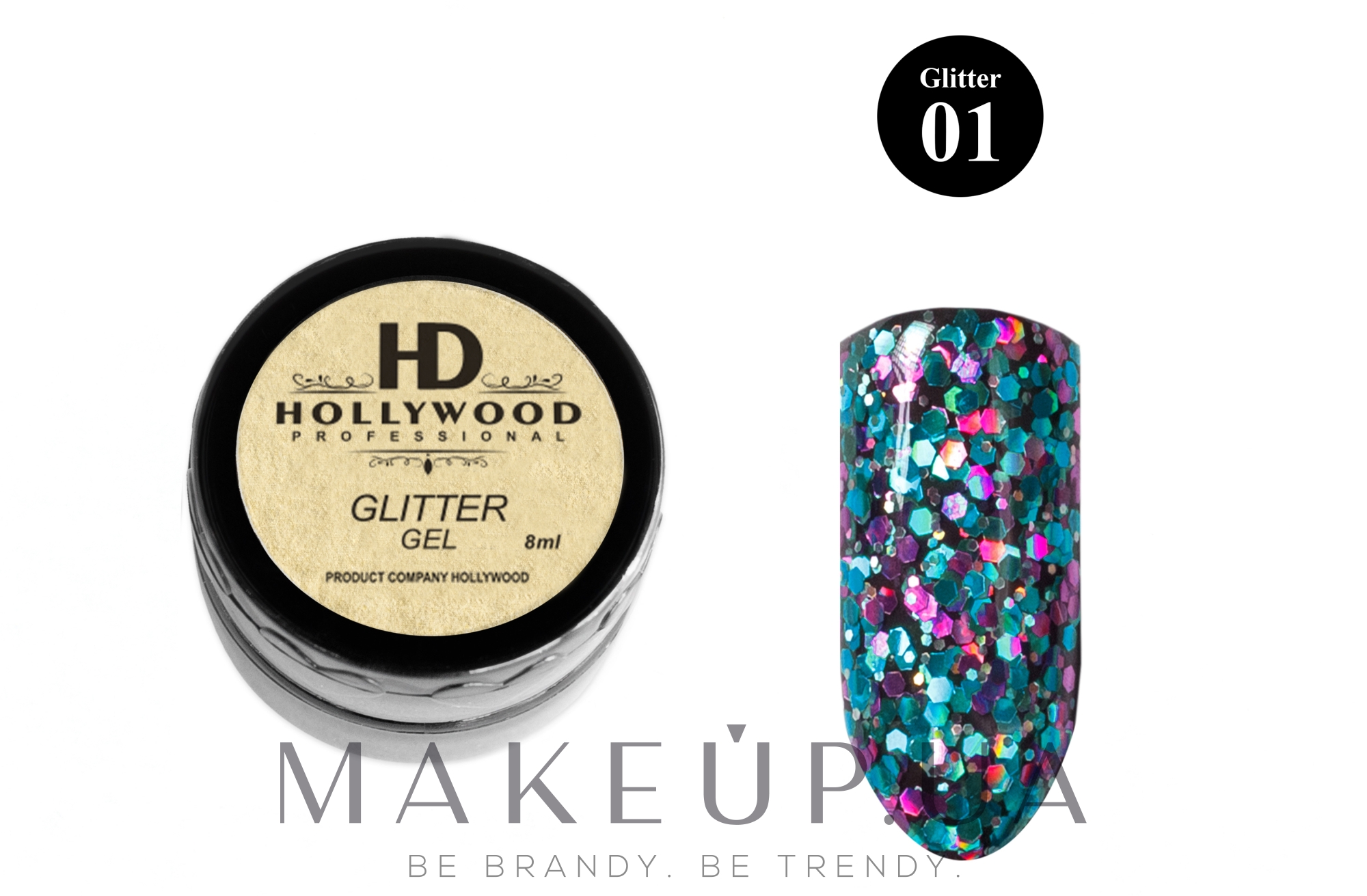 Глітер для нігтів - HD Hollywood Glitter Gel — фото 01