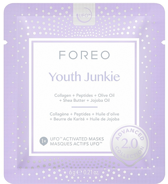 Коллагеновая маска для молодости кожи лица - Foreo UFO Youth Junkie 2.0 Advanced Collection Activated Mask — фото N1