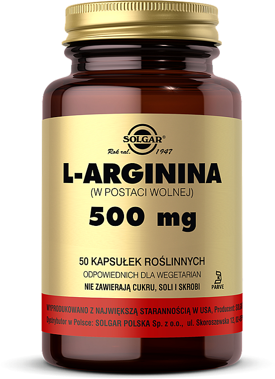 Пищевая добавка L-Аргинин, капсулы, 500 мг - Solgar L-Arginine — фото N1