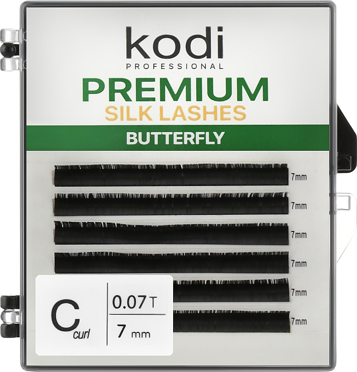Накладні вії Butterfly Green C 0.07 (6 рядів: 7 мм) - Kodi Professional — фото N1