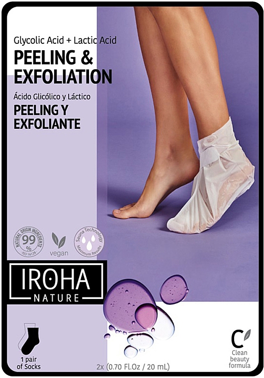 Маска для ніг - Iroha Nature Lavender Exfoliating Feet Socks Foot Mask