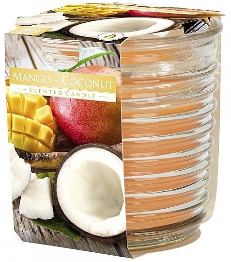 Ароматична свічка в ребристій склянці "Манго-кокос" - Bispol Scented Candle Mango-Coconut — фото N1