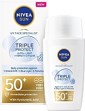 Парфумерія, косметика Сонцезахисний флюїд для обличчя - NIVEA Sun Triple Protect Dry Touch Fluid SPF50