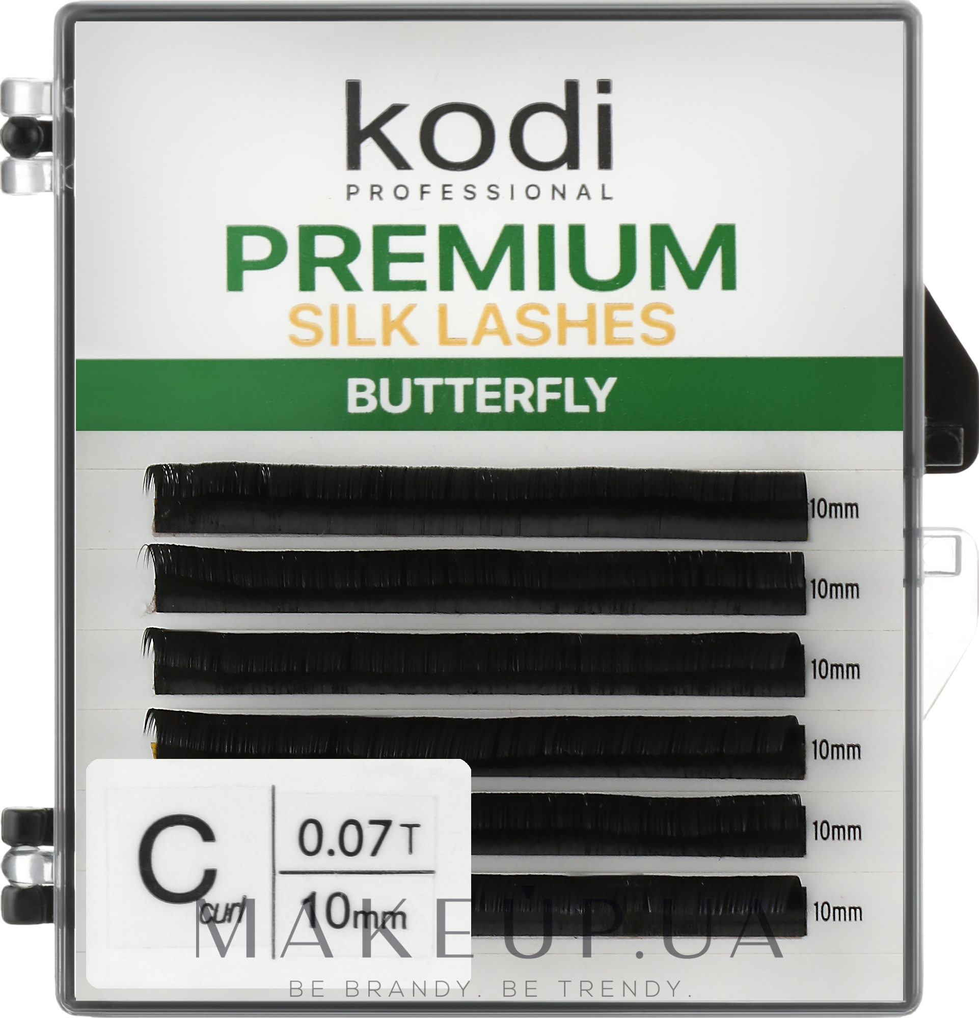 Накладні вії Butterfly Green C 0.07 (6 рядів: 10 мм) - Kodi Professional — фото 1уп