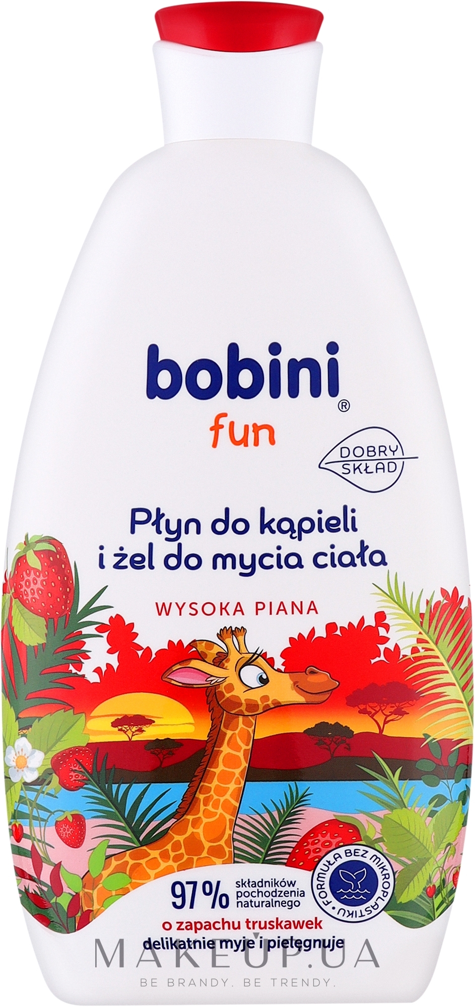 Гель-пена для ванны с ароматом клубники - Bobini Fun Bubble Bath & Body High Foam Strawberry — фото 500ml