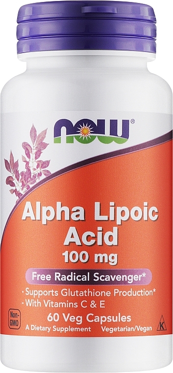 Альфа-ліпоєва кислота з вітамінами C та E, 100 мг - Now Foods Alpha Lipoic Acid — фото N2