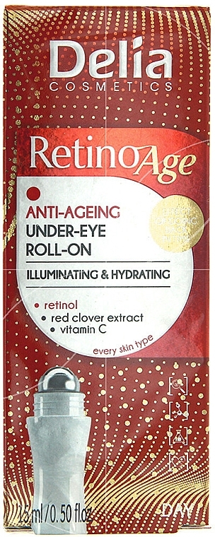 Антивіковий гель для шкіри навколо очей - Delia Retinoage Anti-Ageing Under-Eye Roll-On — фото N1