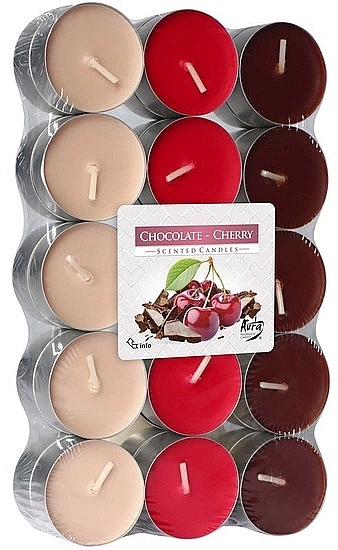 Набор чайных свечей "Шоколадная вишня", 30 шт. - Bispol Chocolate Cherry Scented Candles — фото N1