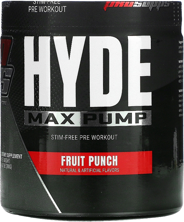 Передтренувальний комплекс - Pro Supps Hyde Max Pump Fruit Punch — фото N1