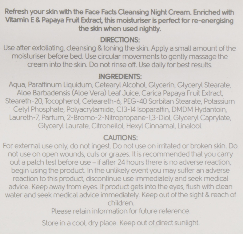 Ночной крем для лица - Face Facts Cleansing Night Cream — фото N3