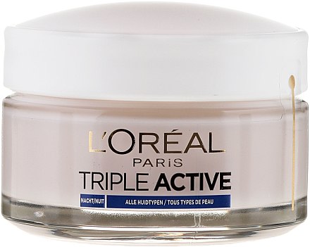 Зволожувальний нічний крем для всіх типів шкіри - L'Oreal Triple Active Hydrating Night Cream 24H For All Skin Types — фото N3