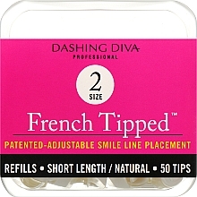 Тіпси короткі натуральні - Dashing Diva French Tipped Short Natural 50 Tips (Size - 2) — фото N1