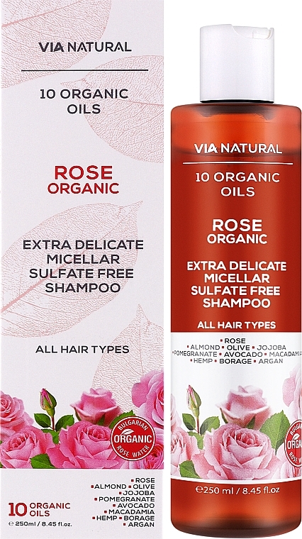 Екстраделікатний міцелярний шампунь без сульфатів "Троянда Органік" - BioFresh Via Natural Rose Organic Extra Delicate Micellar Sulfate Free Shampoo — фото N2