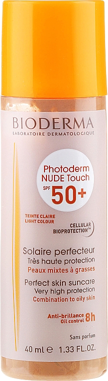 Сонцезахисний крем - Bioderma Photoderm Nude Touch Golden Color Spf 50+ — фото N3
