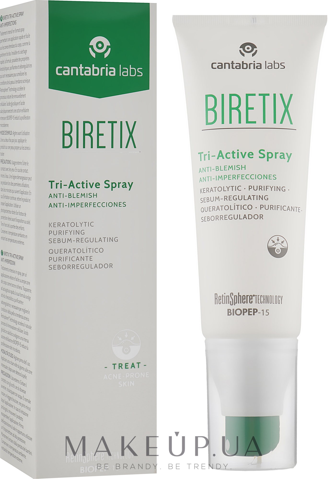 Спрей три-актив антиакне - Cantabria Labs Biretix Tri-Active Spray Anti-Blemish — фото 100ml