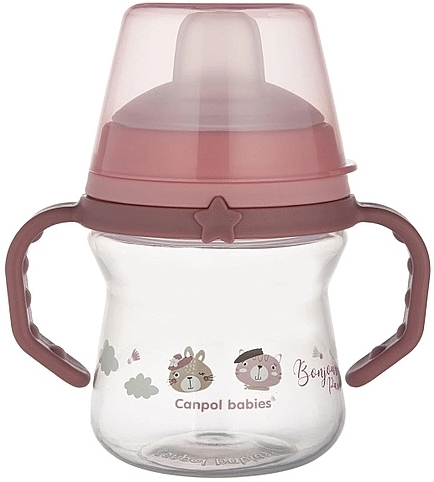 Кружка тренировочная с силиконовым носиком "FirstCup. Bonjour Paris ", 150 мл, розовая - Canpol Babies — фото N1