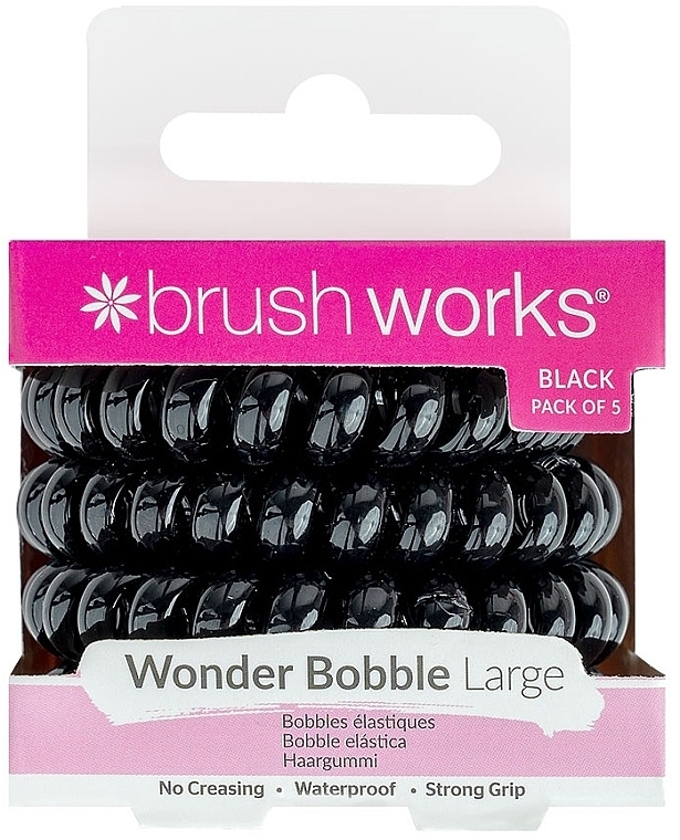 Резинки для волос, черные, 5 шт. - Brushworks Wonder Bobble Large Black — фото N1