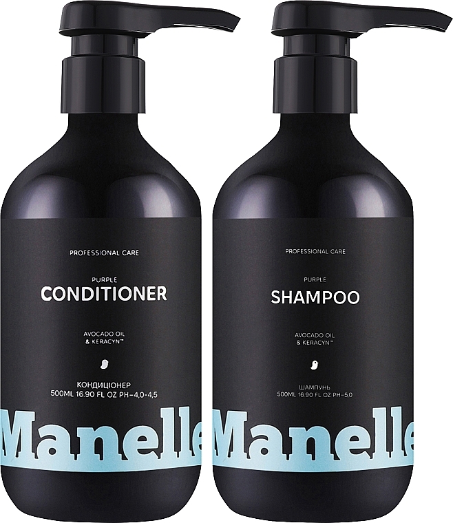 Набір - Manelle Professional Care Avocado Oil & Keracyn (shampoo/500ml+cond/500ml) — фото N1