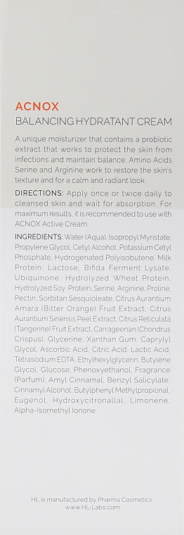 Легкий крем для лица с пробиотическим комплексом и аминокислотами - Holy Land Cosmetics Acnox Balancing Hydratant Cream — фото N3