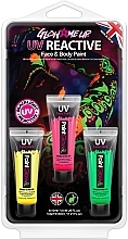 Парфумерія, косметика Набір неонових фарб для обличчя - PaintGlow Glow Me Up UV Reaction Face & Body (paint/3x12ml)