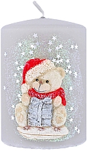Декоративна свічка новорічна "Тедді", 7x10 см, сіра - Artman Teddy Candle — фото N1