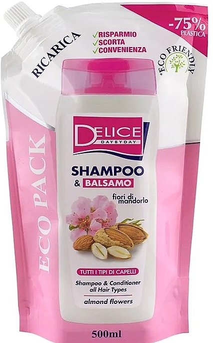 Шампунь-кондиционер для волос "Цветы миндаля" - Mil Mil Delice Day by Day Shampoo & Conditioner Almond Flowers Refill (сменный блок) — фото N1