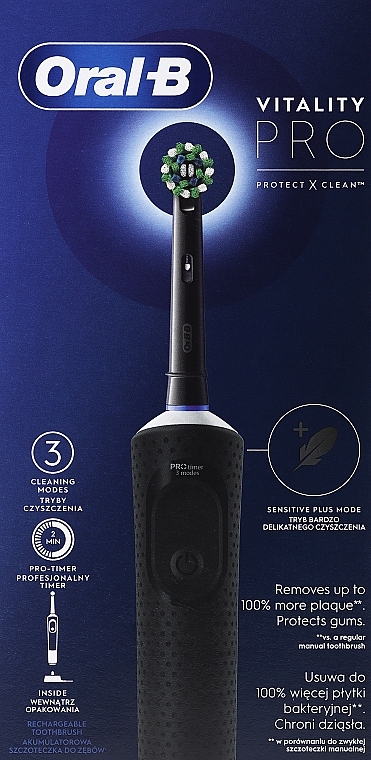 УЦЕНКА Электрическая зубная щетка, черная - Oral-B Vitality Pro x Clean Black * — фото N1