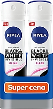 Набор "Невидимая защита для черного и белого Clear" - NIVEA Black & White Power Antiperspirant Spray (deo/2 x 150ml) — фото N1