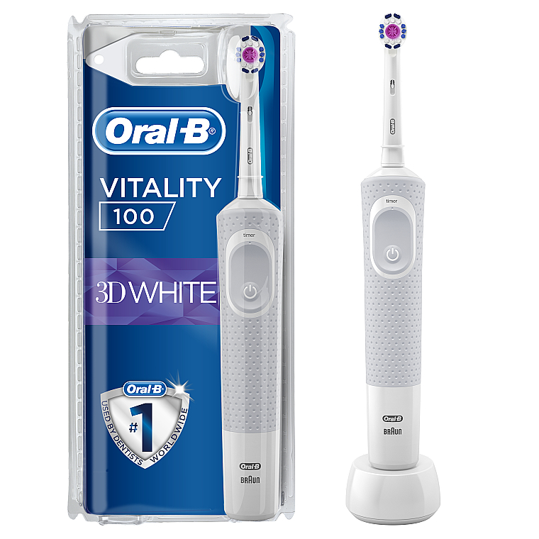 Электрическая зубная щетка, белая - Oral-B Vitality 100 3D White 