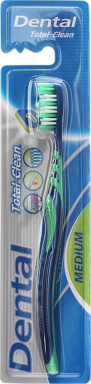 Зубная щетка "Total Clean", средняя, сине-мятная - Dental Toothbrus — фото N1