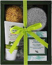 Набор с мастихой - Kalliston Gift Box (soap/100g + foot/cr/50ml + sponge + stone) — фото N1