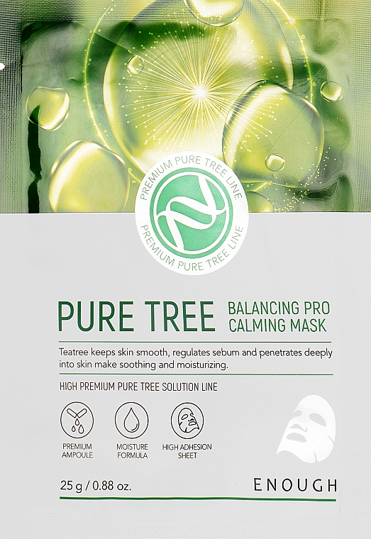 Тканинна маска з екстрактом чайного дерева - Enough Pure Tree Balancing Pro Calming Mask